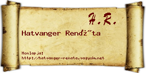 Hatvanger Renáta névjegykártya